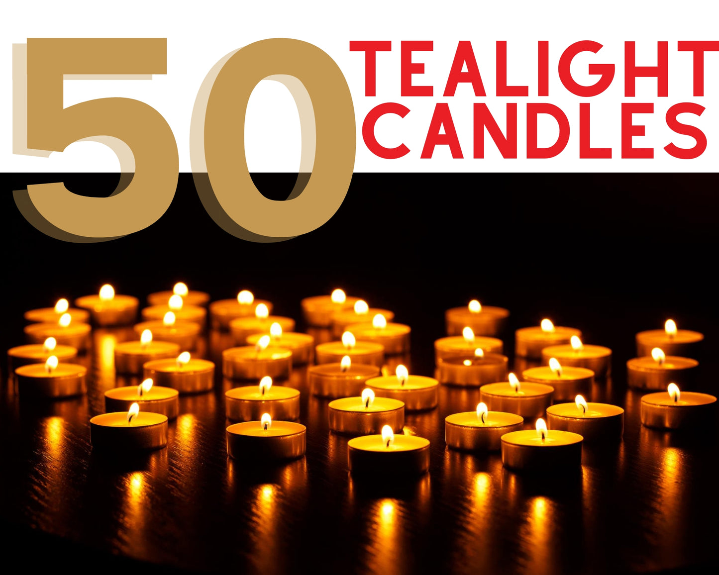 4 Hour Tealights - 50 Unscented White Candles
