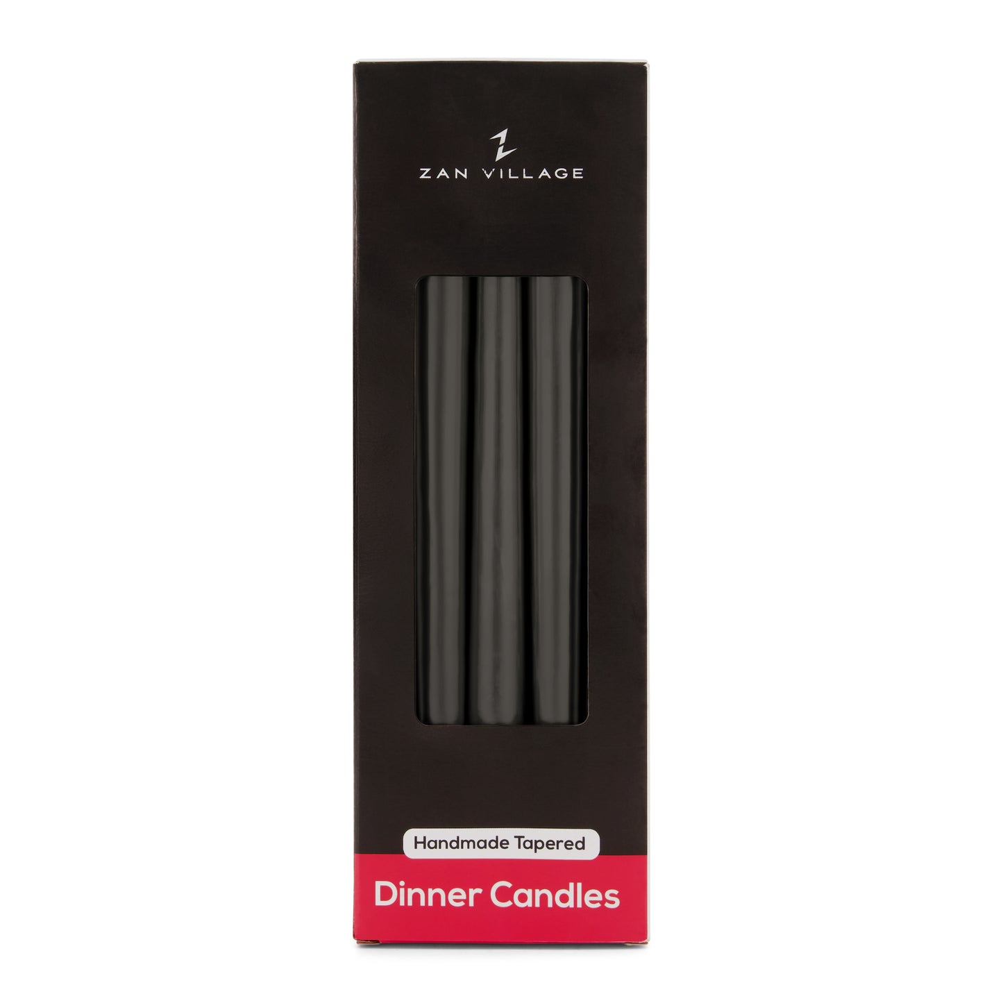 Pack of 10 Tall Dinner Candles, Dripless, 7 Hour Burn Time - Black