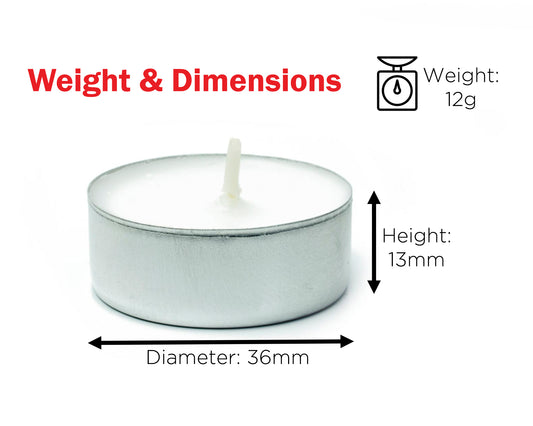 4 Hour Tealights - 50 Unscented White Candles