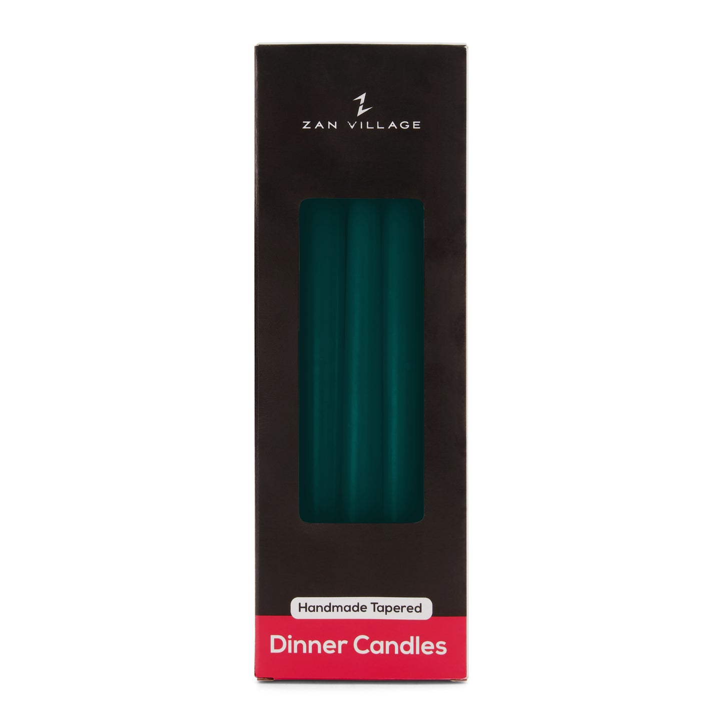 Pack of 10 Tall Dinner Candles, Dripless, 7 Hour Burn Time - Royal Green
