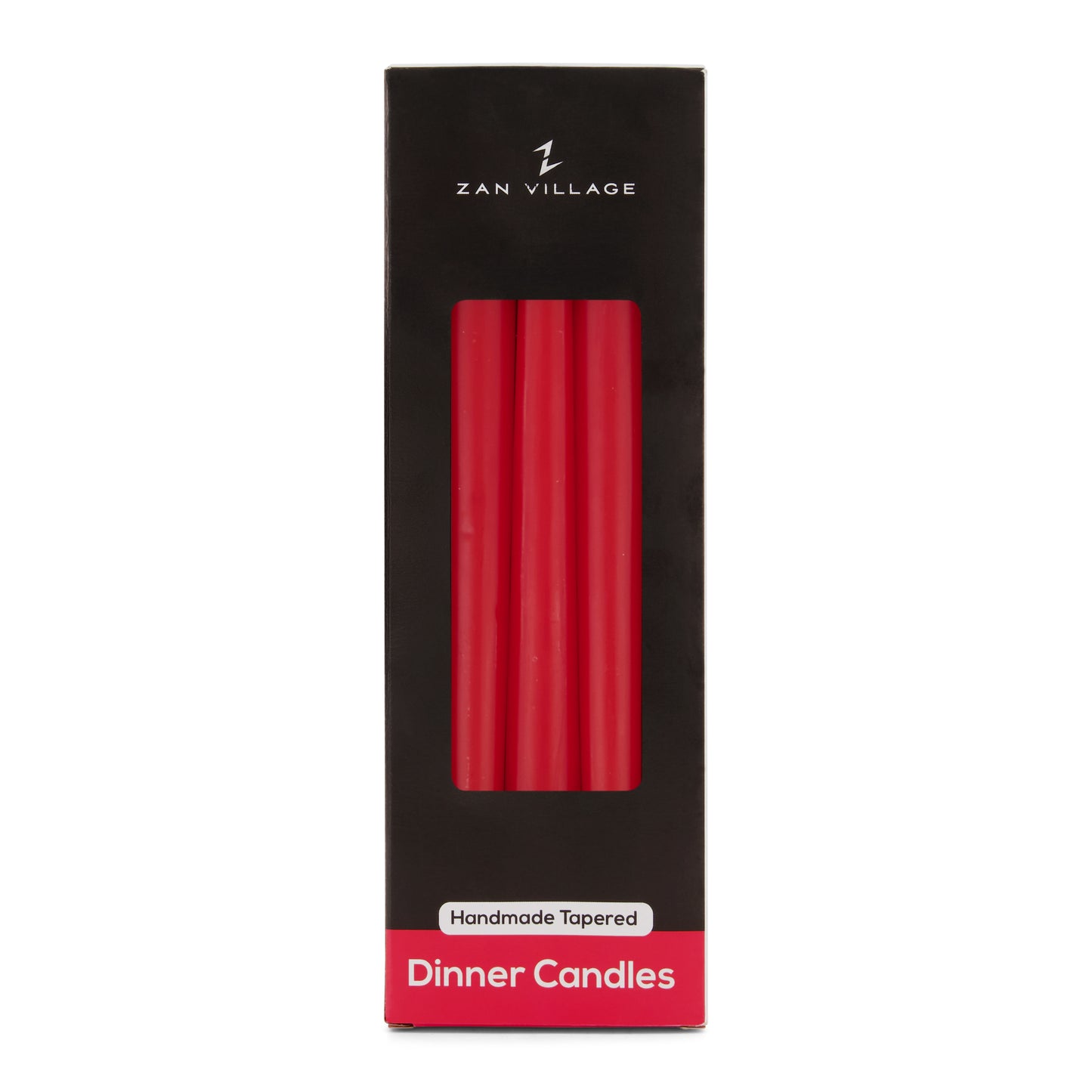 Pack of 10 Tall Dinner Candles, Dripless, 7 Hour Burn Time - Red