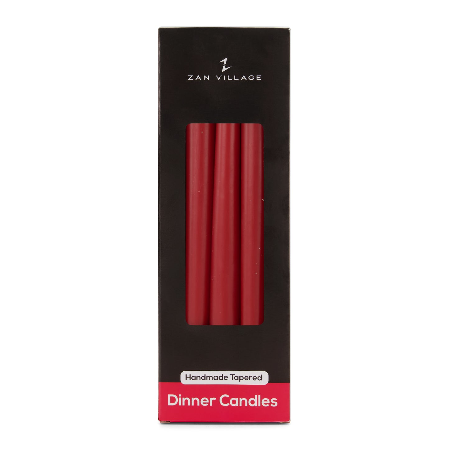 Pack of 10 Tall Dinner Candles, Dripless, 7 Hour Burn Time - Wine Red