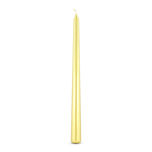 Pack of 10 Tall Dinner Candles, Dripless, 7 Hour Burn Time - Gold