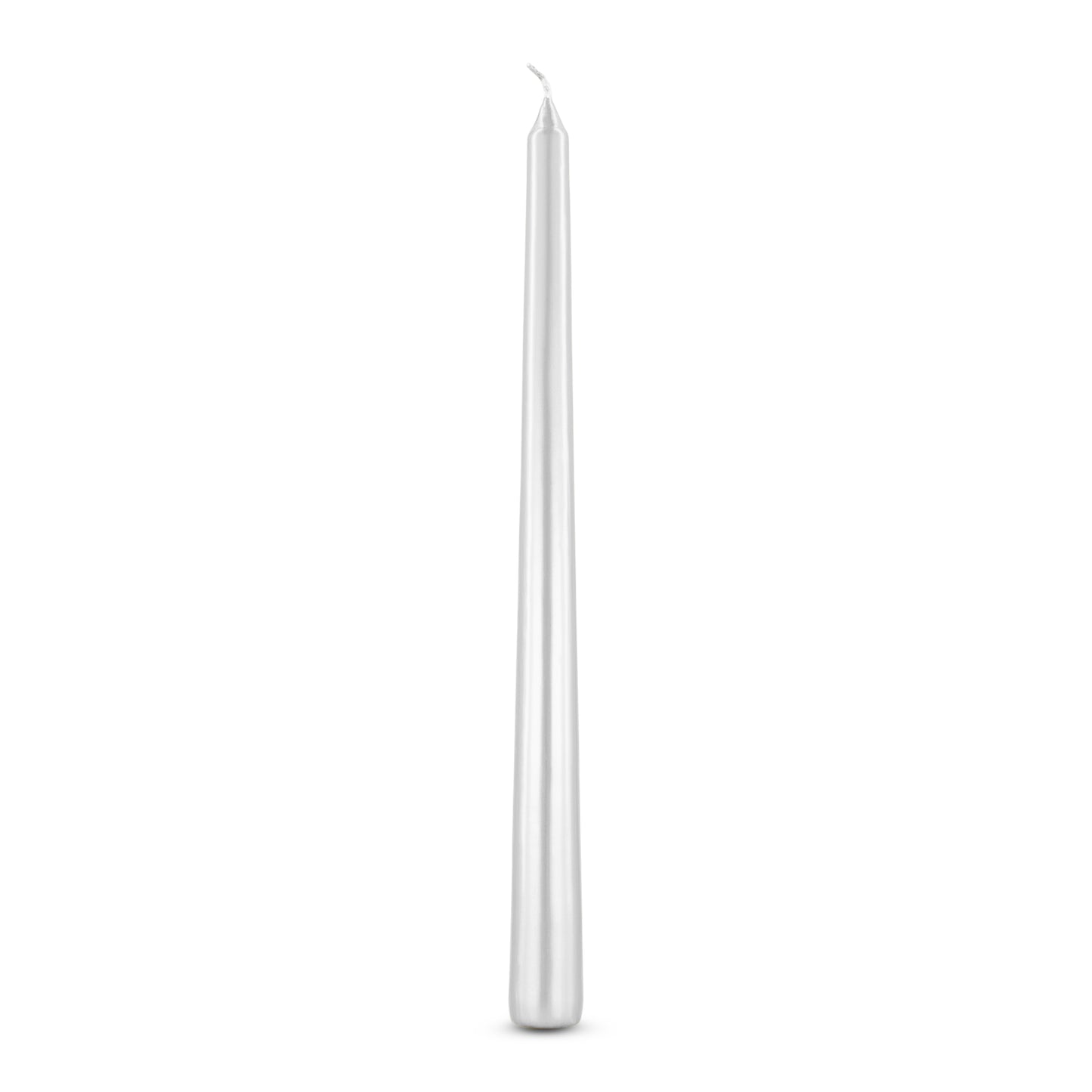 Pack of 10 Tall Dinner Candles, Dripless, 7 Hour Burn Time - Silver