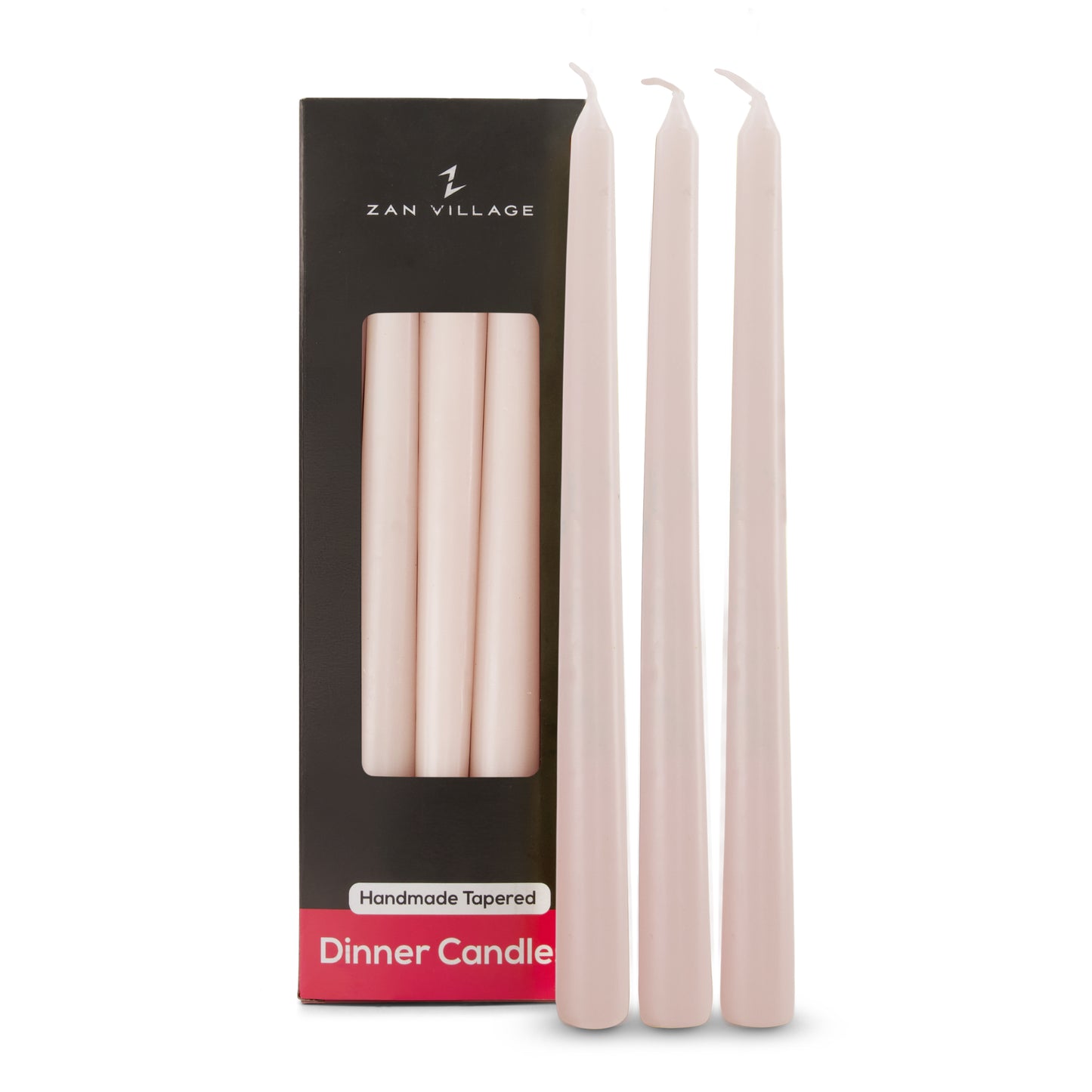Pack of 10 Tall Dinner Candles, Dripless, 7 Hour Burn Time - Ivory