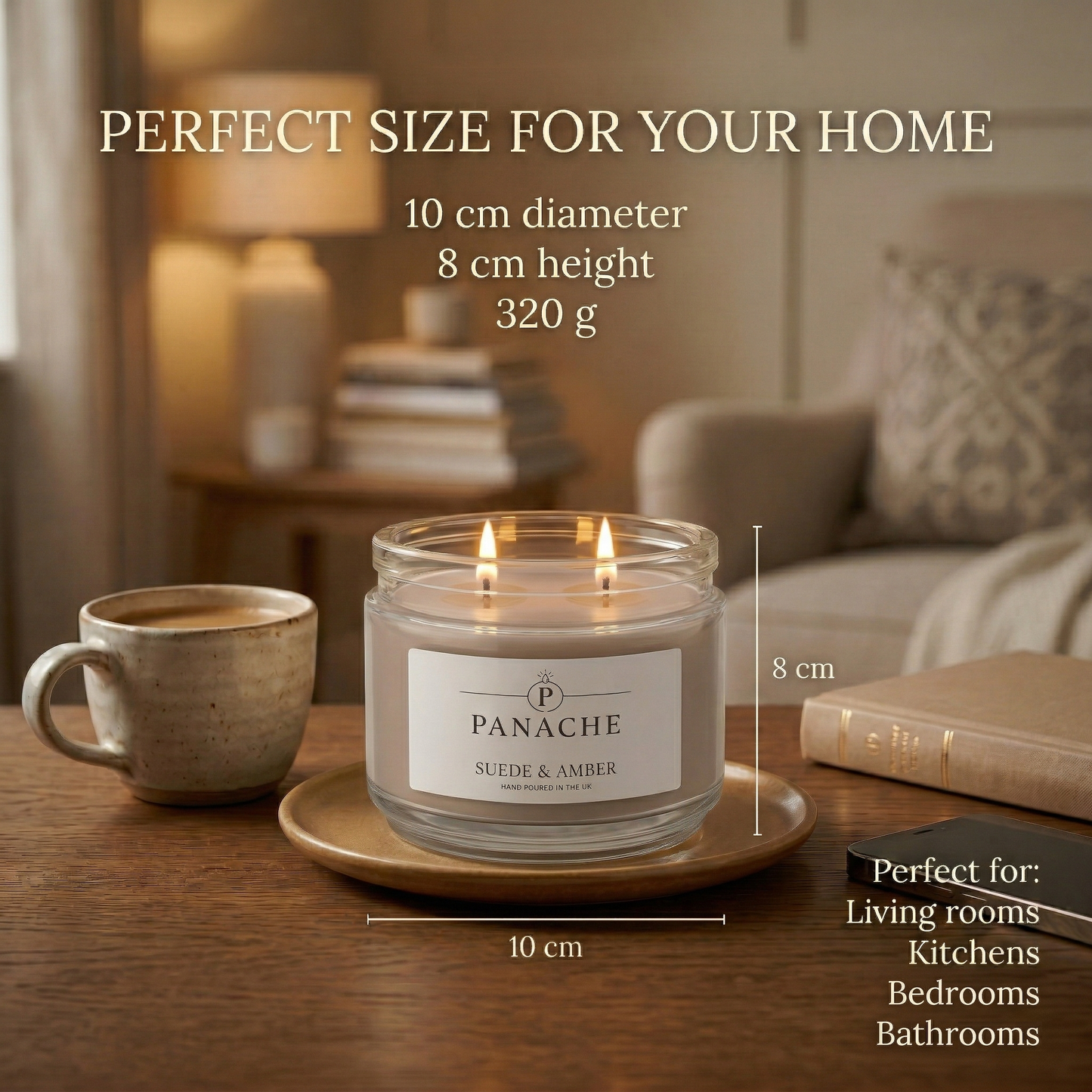 Suede & Amber Double Wicked Scented Candle