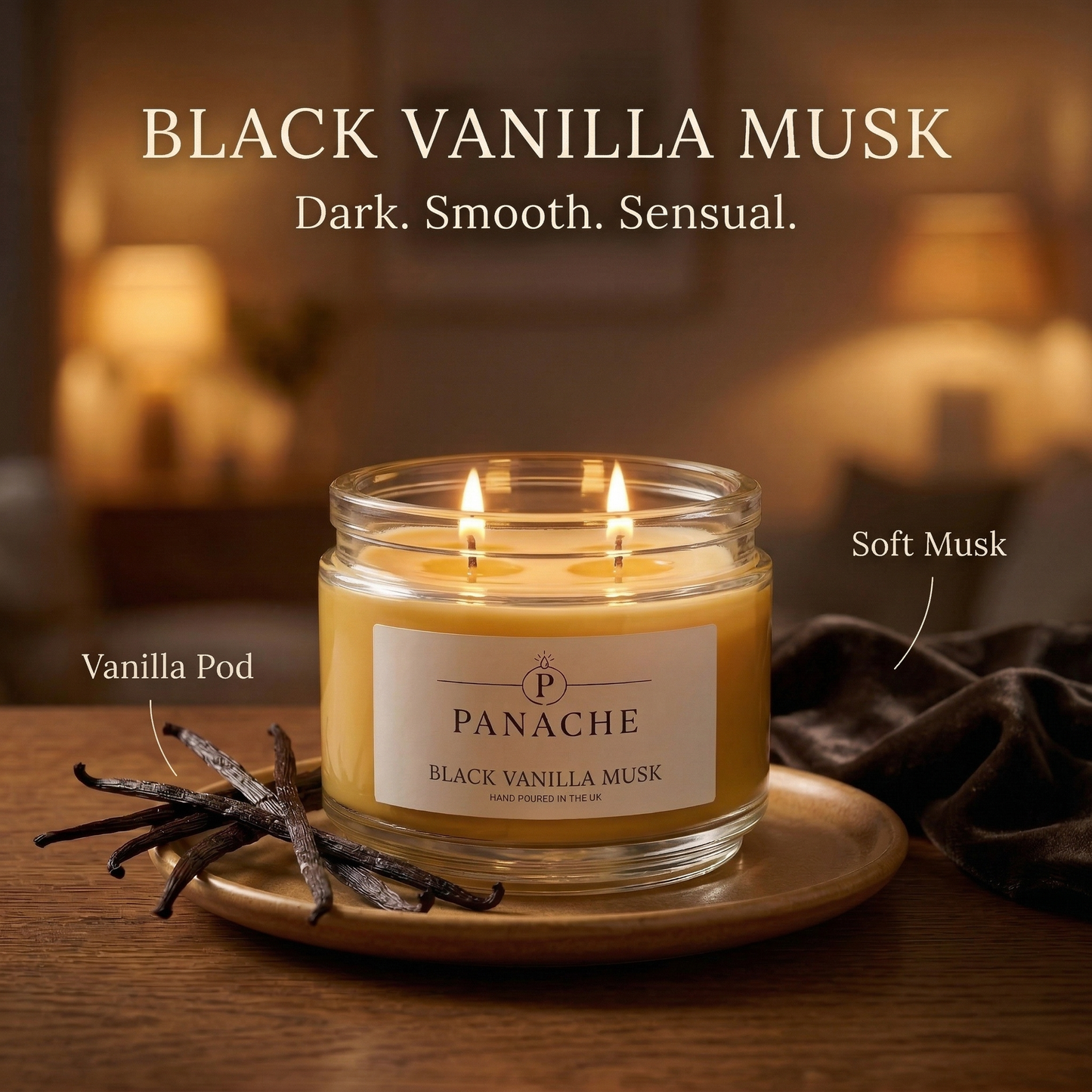 Black Vanilla Musk Double Wicked Scented Candle