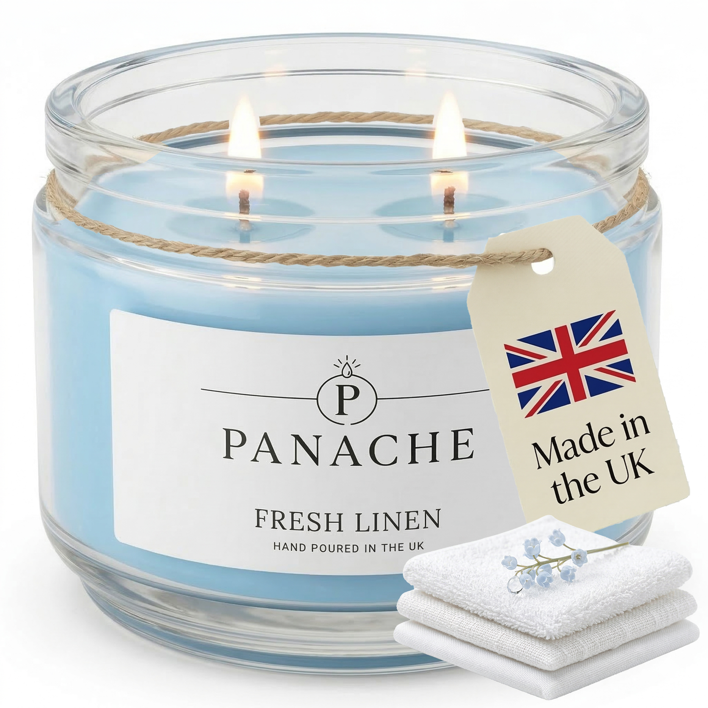 Fresh Linen Double Wicked Scented Candle