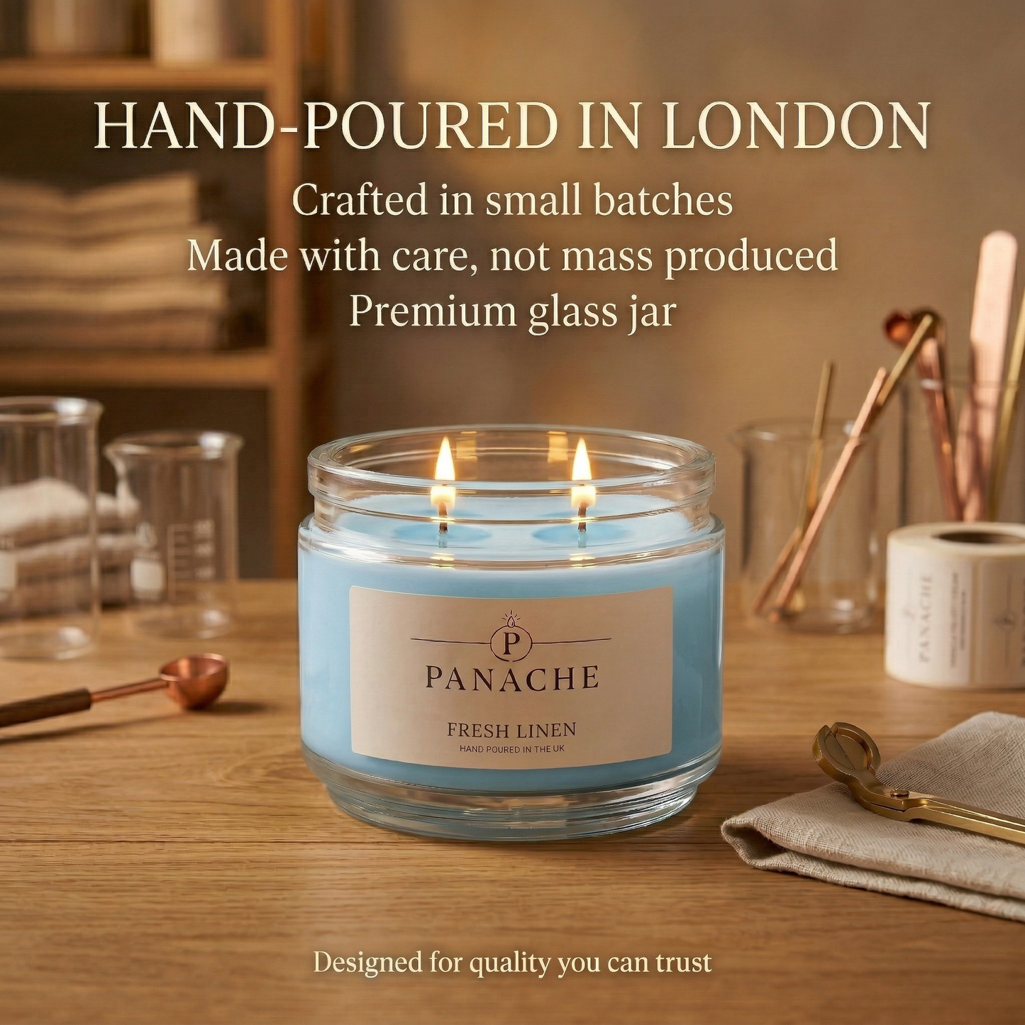 Fresh Linen Double Wicked Scented Candle