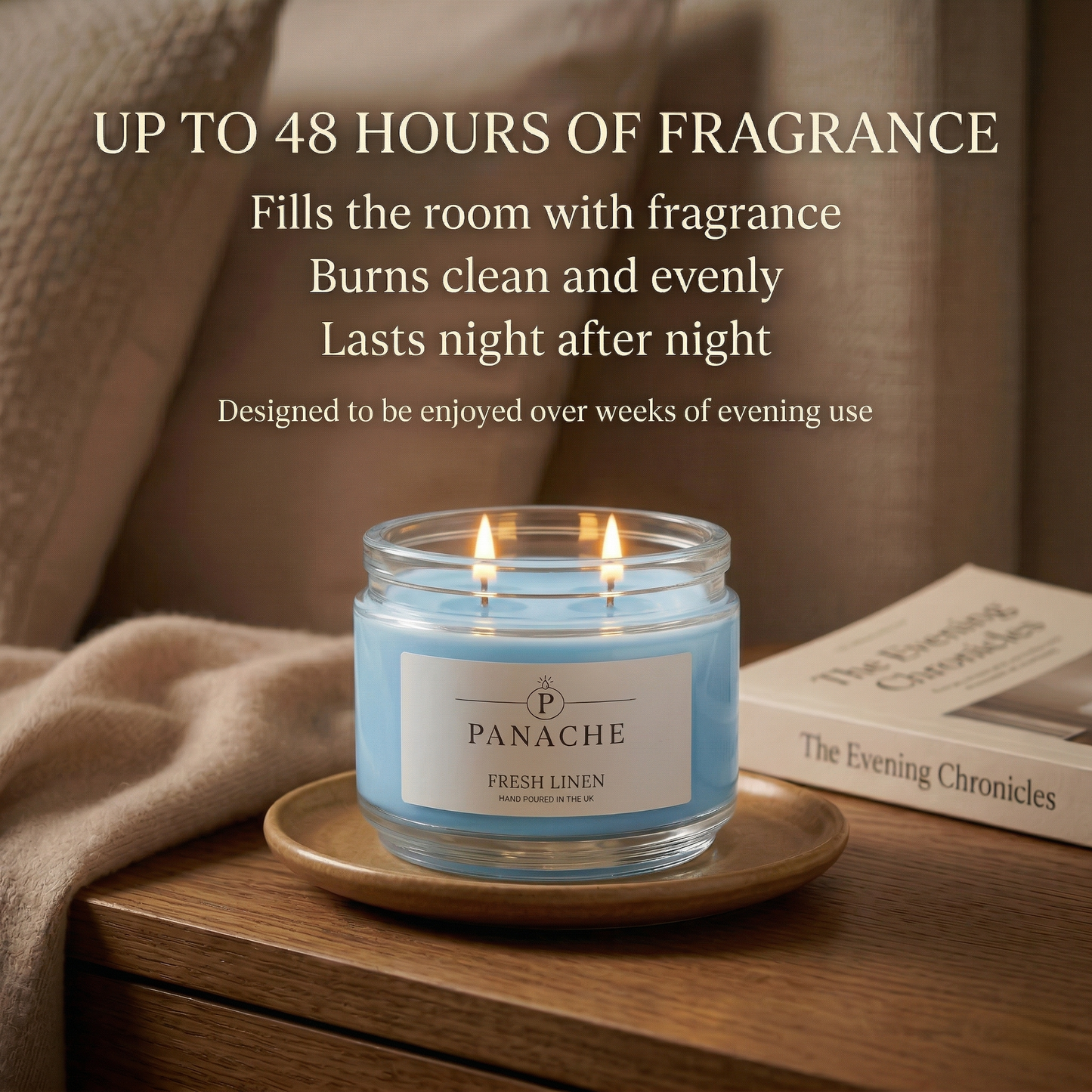 Fresh Linen Double Wicked Scented Candle