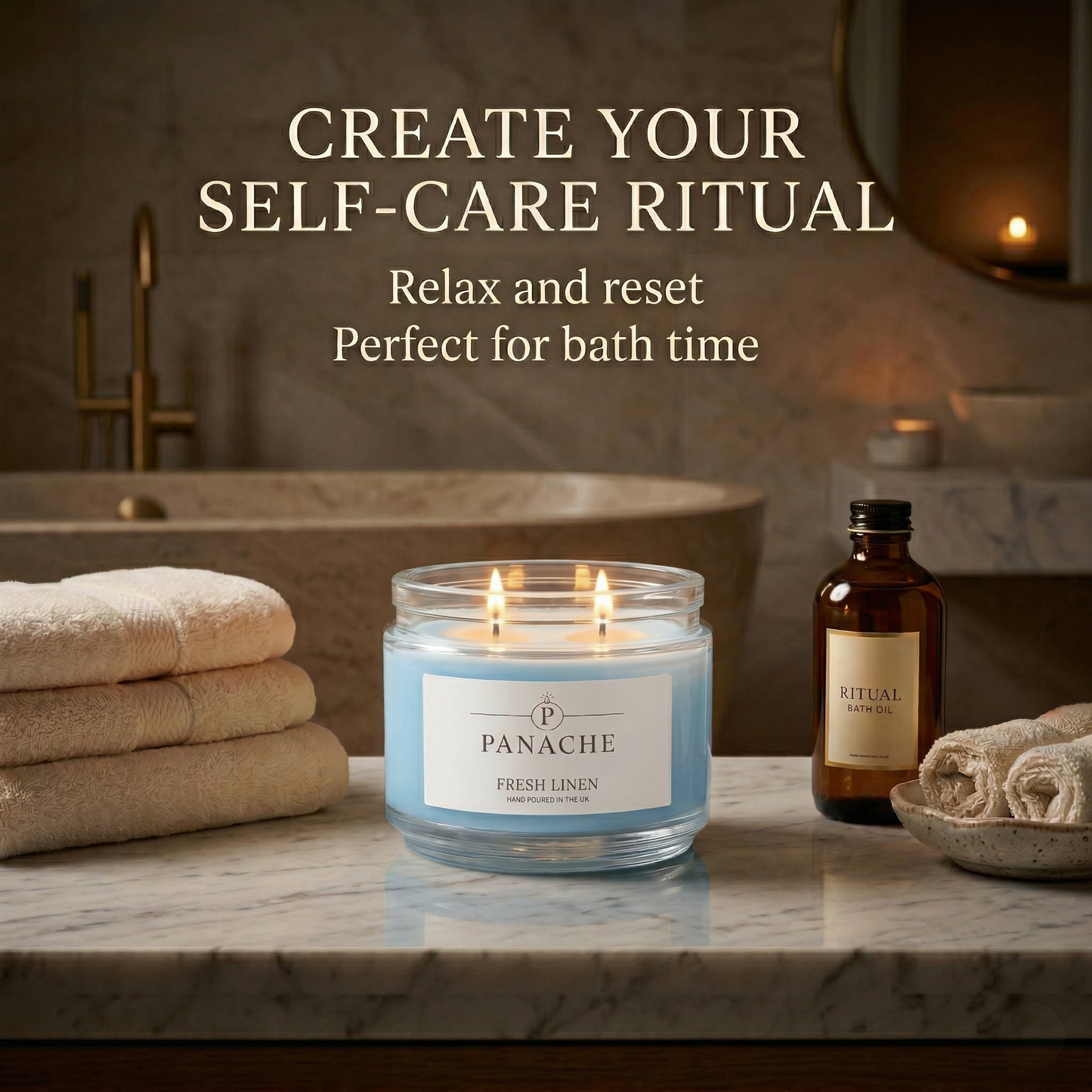 Fresh Linen Double Wicked Scented Candle