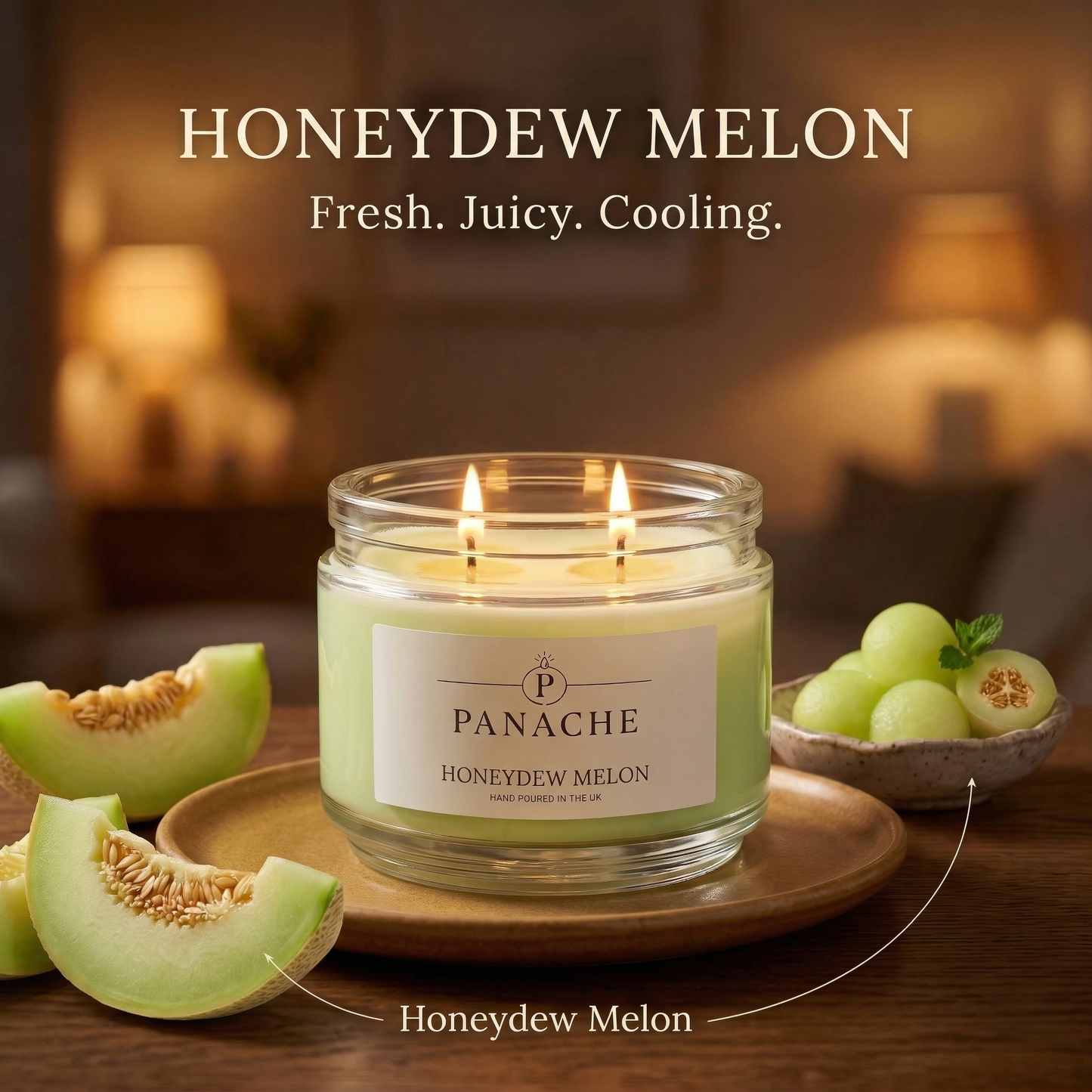Honeydew Melon Double Wicked Scented Candle