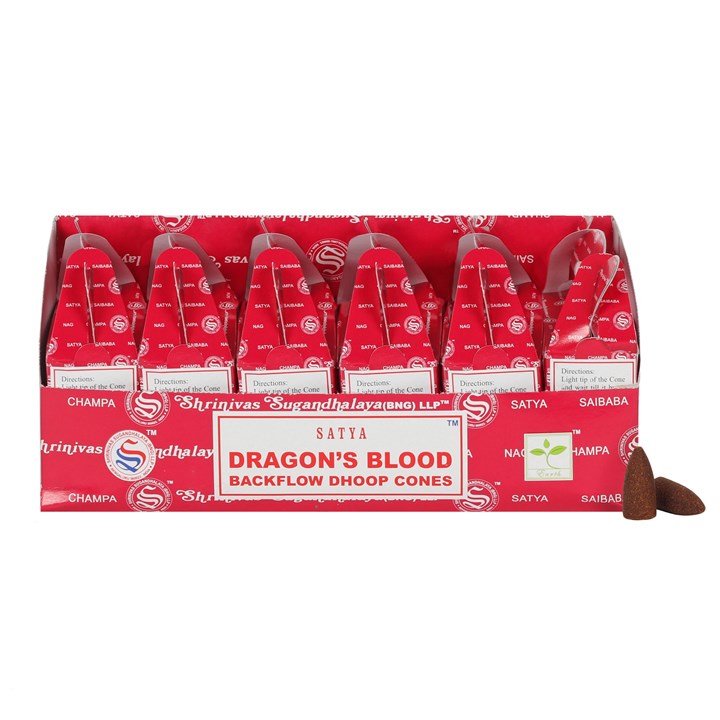 Set of 6 Dragon's Blood Backflow Dhoop Cones by Satya (6/30)