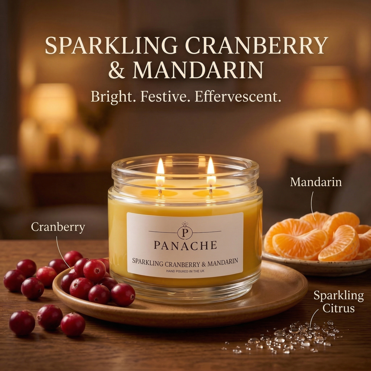 Sparkling Cranberry & Mandarin Double Wicked Scented Candle
