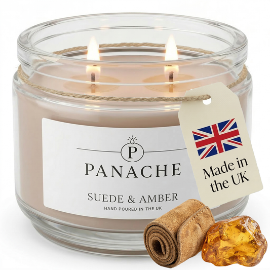 Suede & Amber Double Wicked Scented Candle
