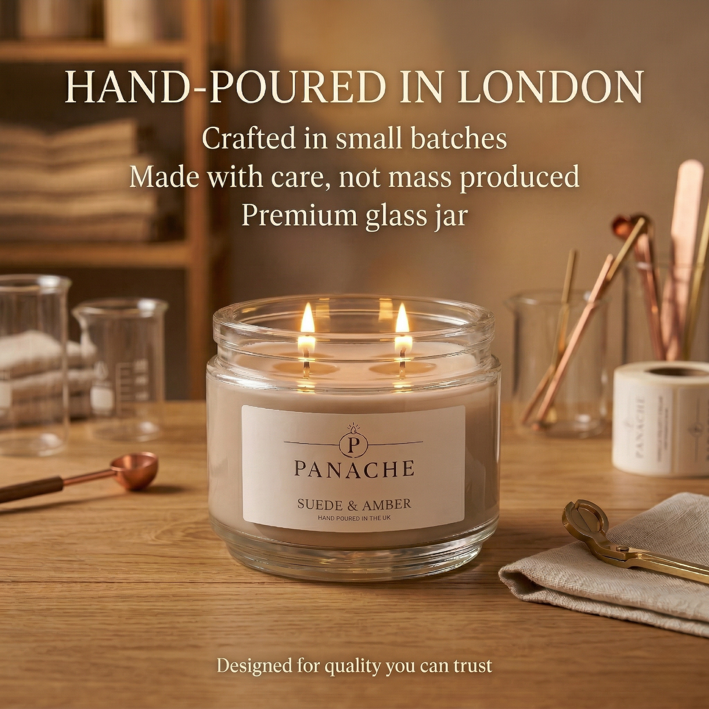 Suede & Amber Double Wicked Scented Candle