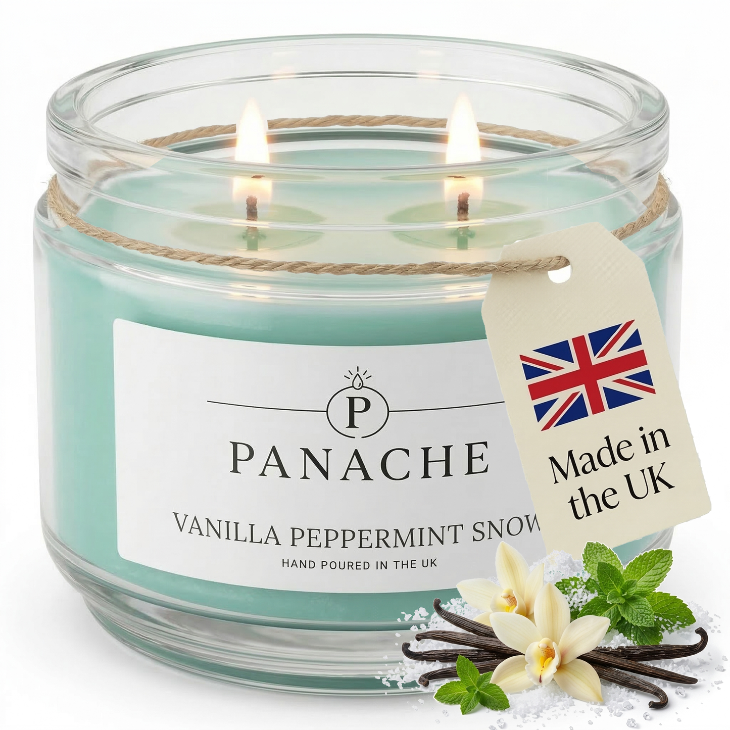 Vanilla Peppermint Snow Double Wicked Scented Candle