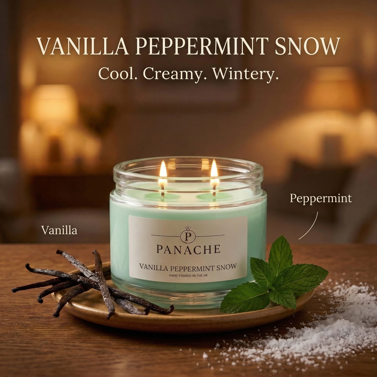 Vanilla Peppermint Snow Double Wicked Scented Candle