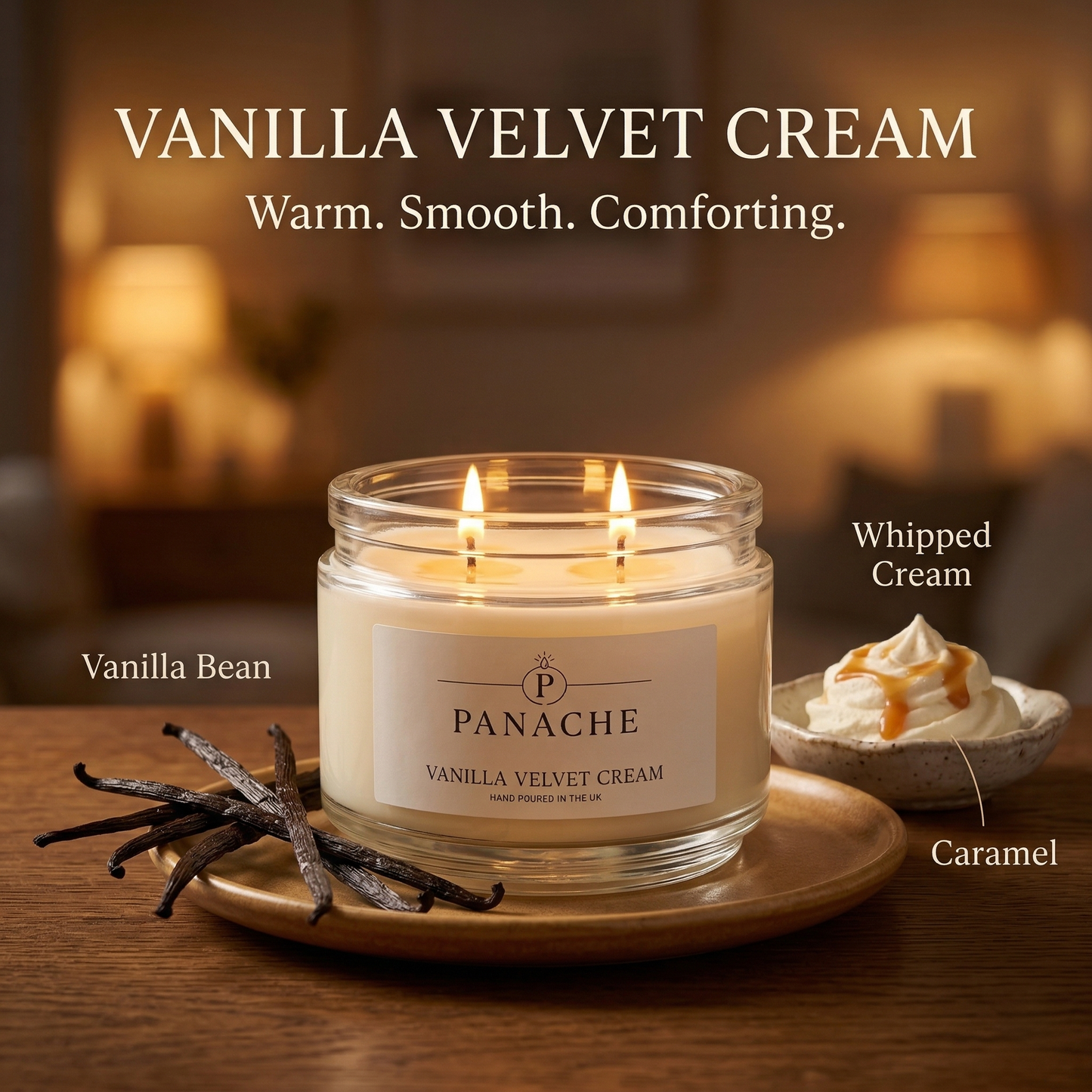 Vanilla Velvet Cream Double Wicked Scented Candle